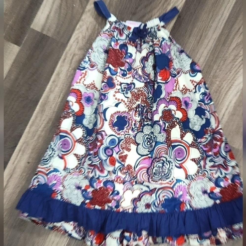Liberty of London Sundress with Size 3T Ruffles Red White Blue Floral Print - Picture 1 of 4